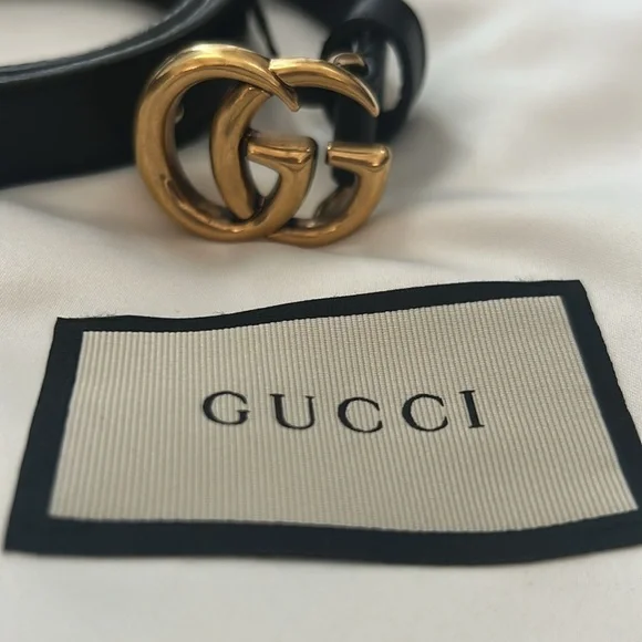 Gucci | Accessories | Gucci Black And Gold Leather Belt With  display picture 3